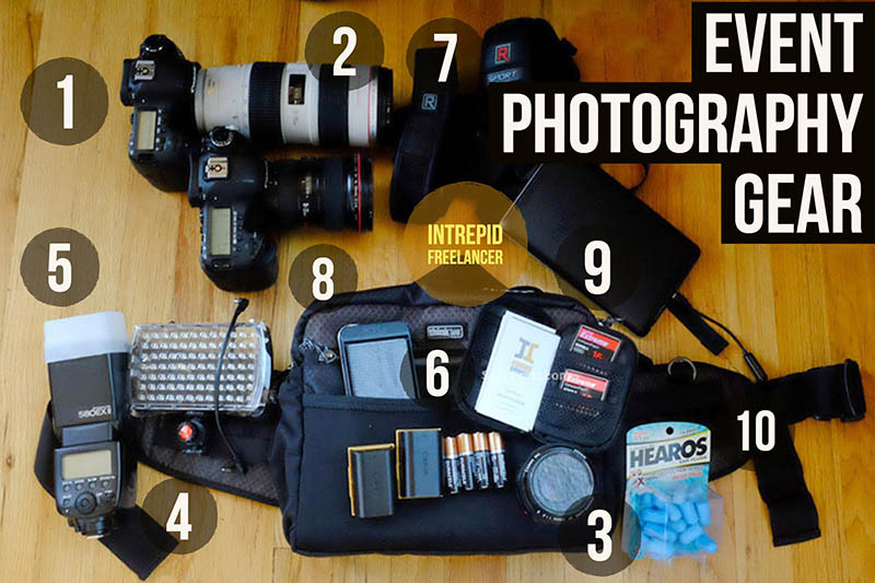 Event photography camera gear