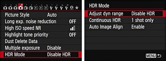 Canon 6D how to enable HDR