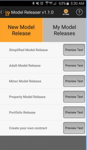 Model release template app